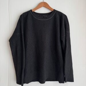 360 Cashmere Black Crew Neck Sweater oversized cozy fit size Large